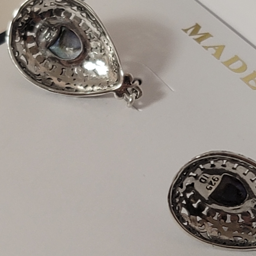 Abalone Sterling Silver Earrings - Picture 7 of 8